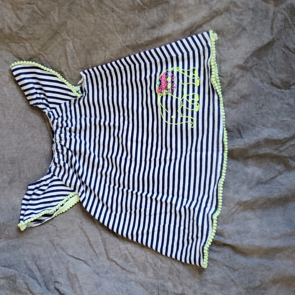 18M Blue Striped Shirt w/ Elephant Embroidery